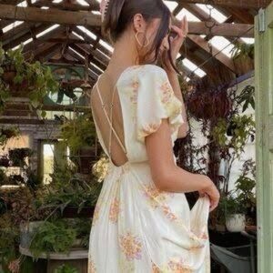 🌸 Free People Laura Printed Midi Dress – Tea Combo Floral – Size Medium ✨
